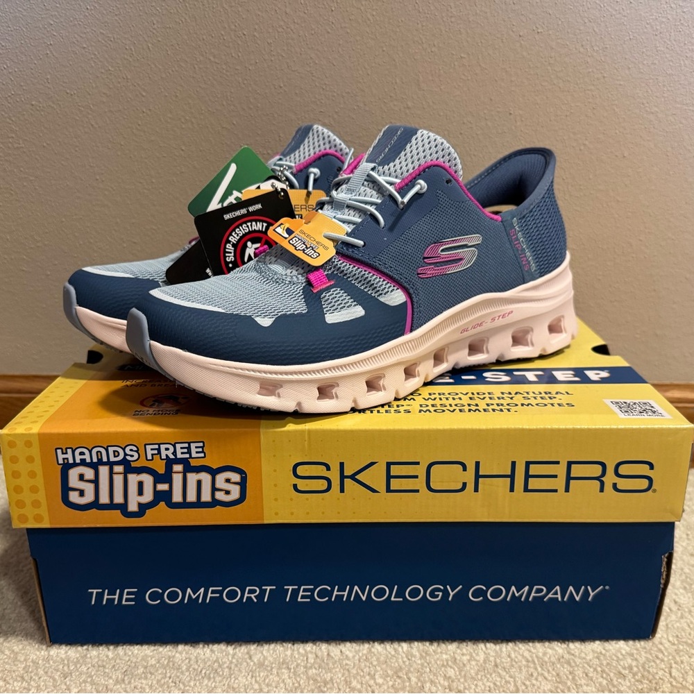 Skechers Slip-ins Work Slip-Resistant: Glide-Step Pro-Edura - Slate/Pink